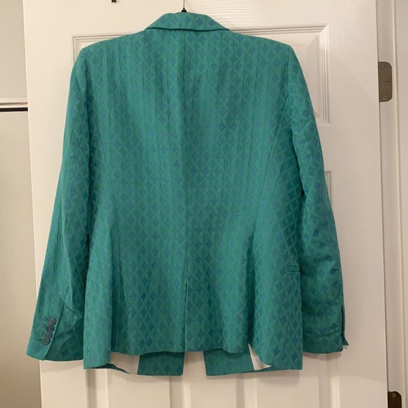Zara Green Blazer w/ Faint Jacquard Print Size XL - Picture 5 of 5